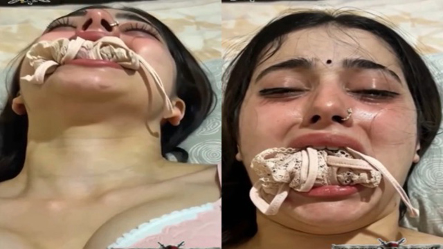 Crying Woman With Panties in Mouth Viral Orgasm Hot Expression Clip